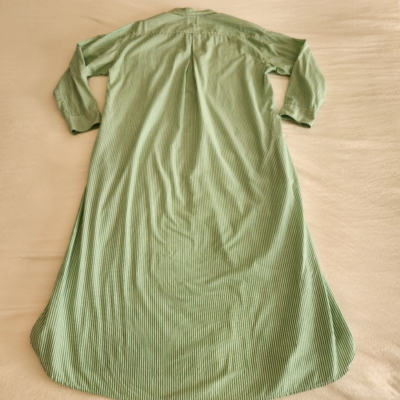 Xirena Marlowe Green White Clover Collared Stripe Shirt Dress Maxi Long M Cotton - Picture 12 of 13